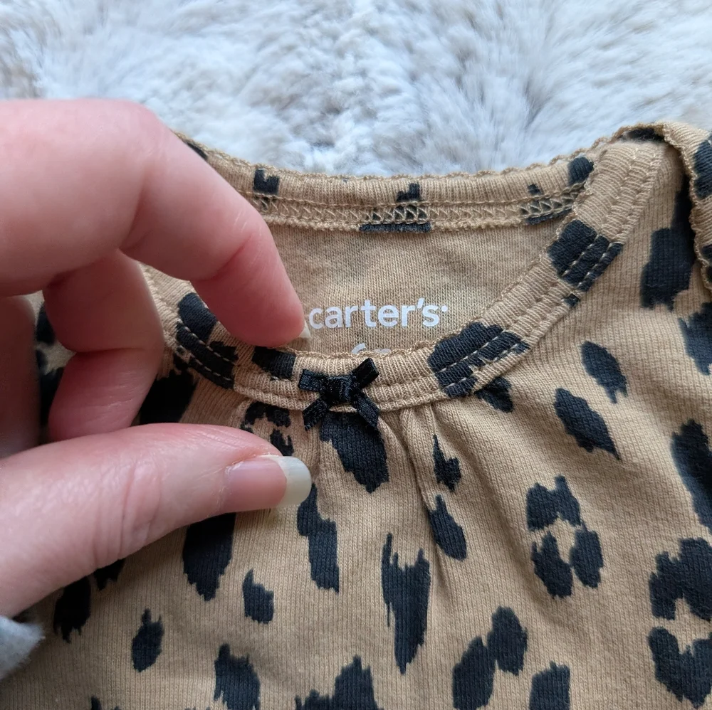 Carter's Leopard Print Onesie Body Suit And Blue Jeans 6 Month Baby